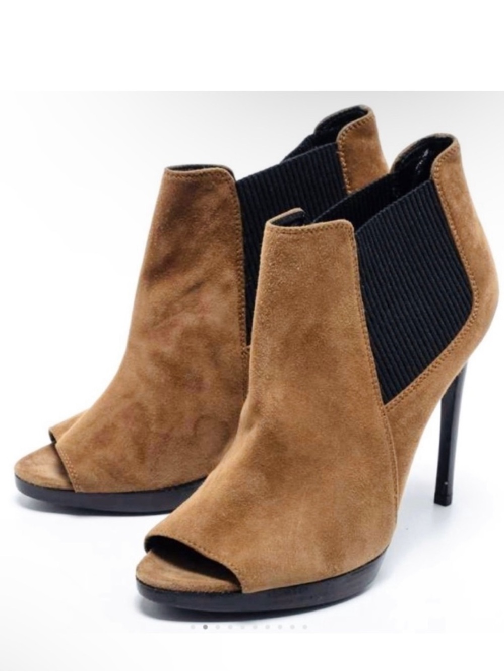 Burberry brown suede peep toe ankle booties